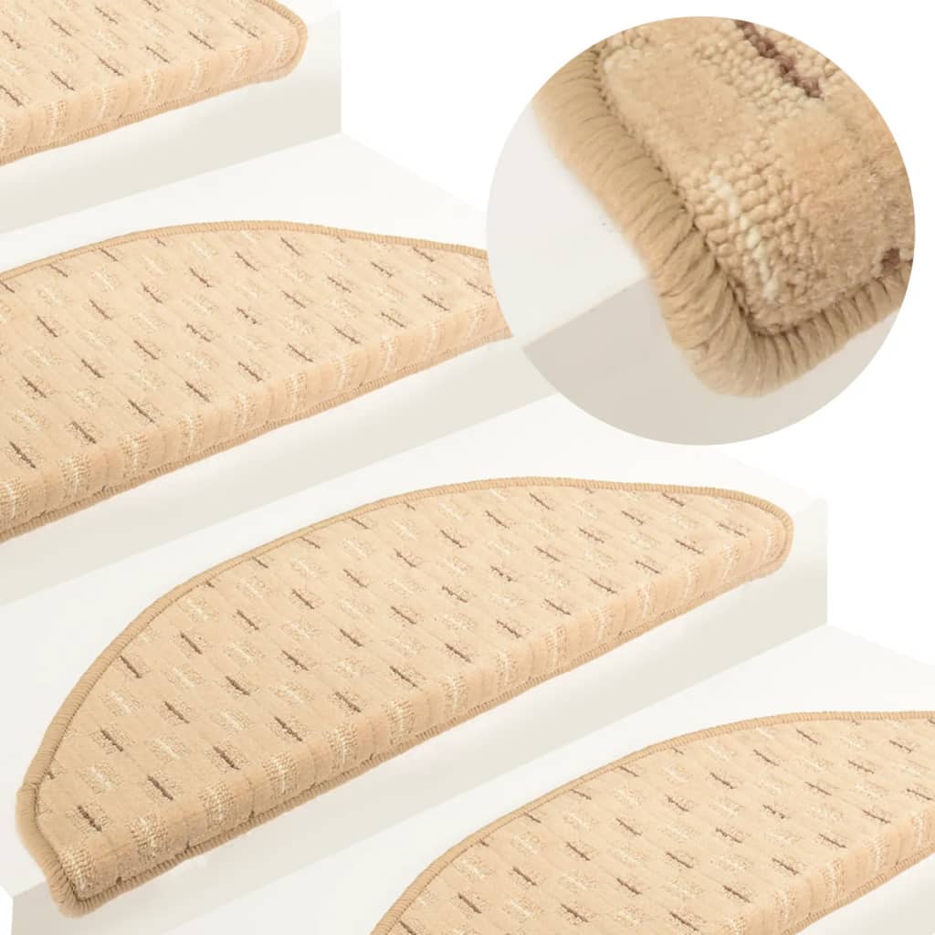 Berkfield Carpet Stair Treads 15 pcs Cream 65x21x4 cm