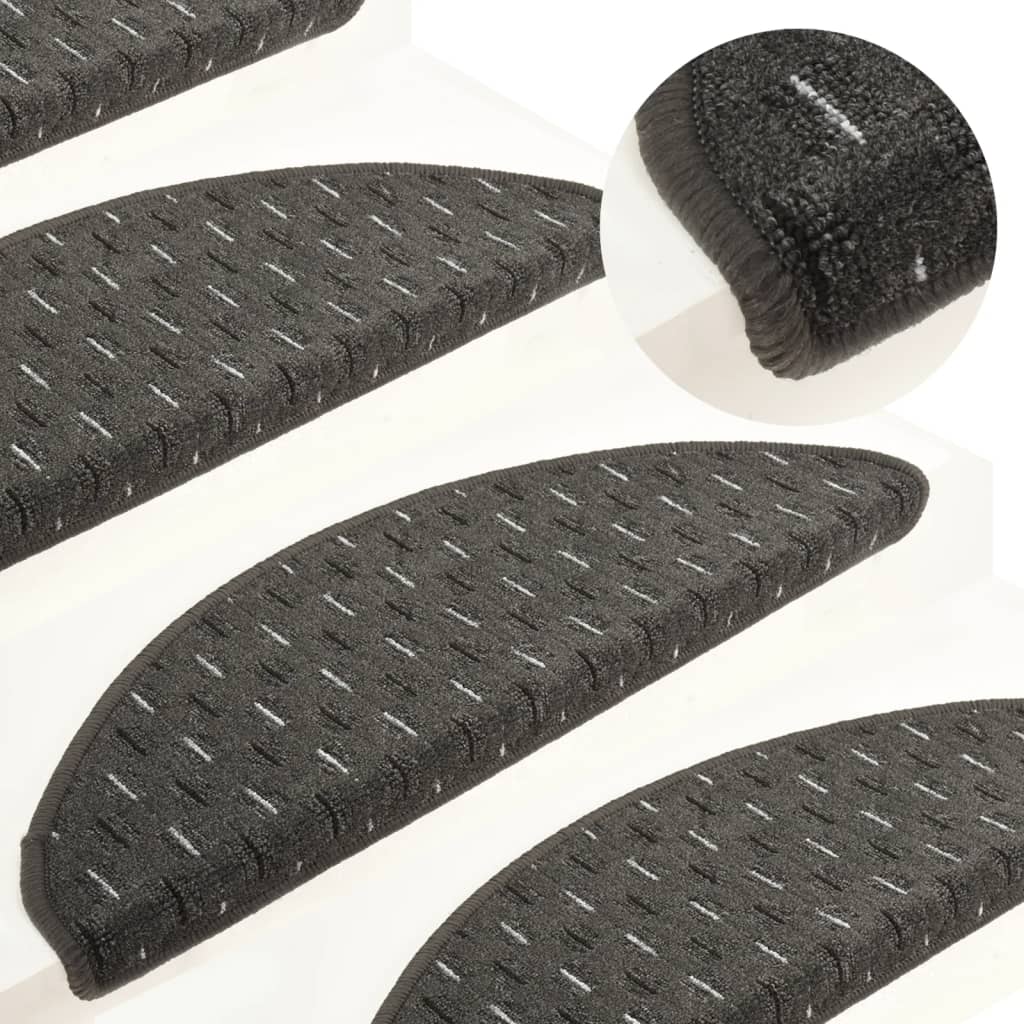 Berkfield Carpet Stair Treads 15 pcs Anthracite 65x21x4 cm