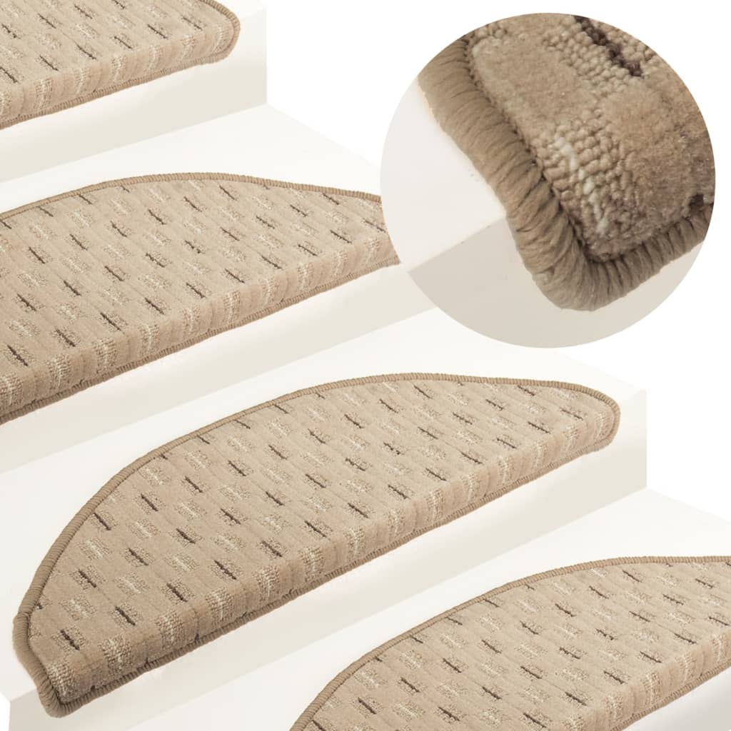 Berkfield Carpet Stair Treads 15 pcs Taupe 65x21x4 cm