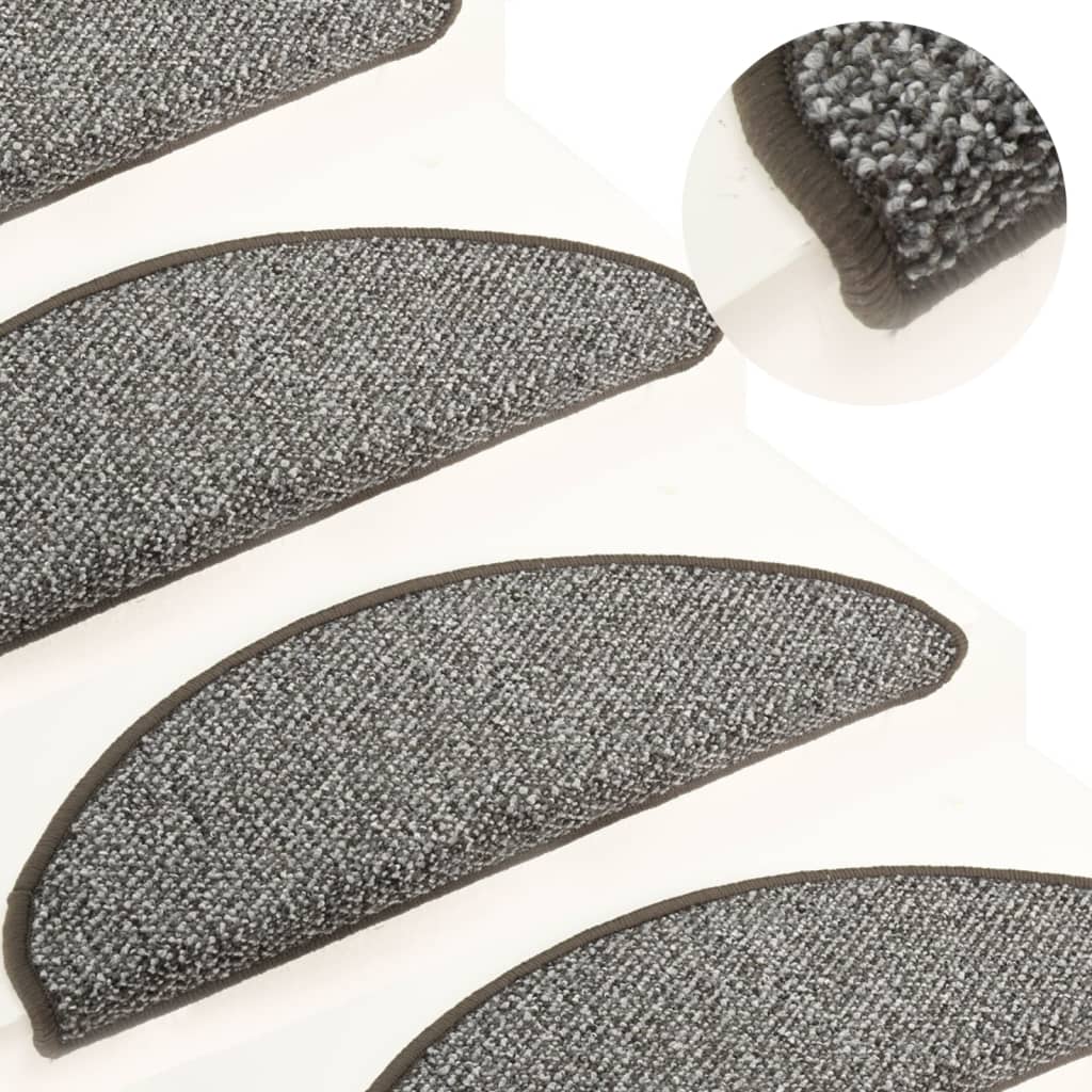 Berkfield Carpet Stair Treads 15 pcs Dark Grey 56x17x3 cm