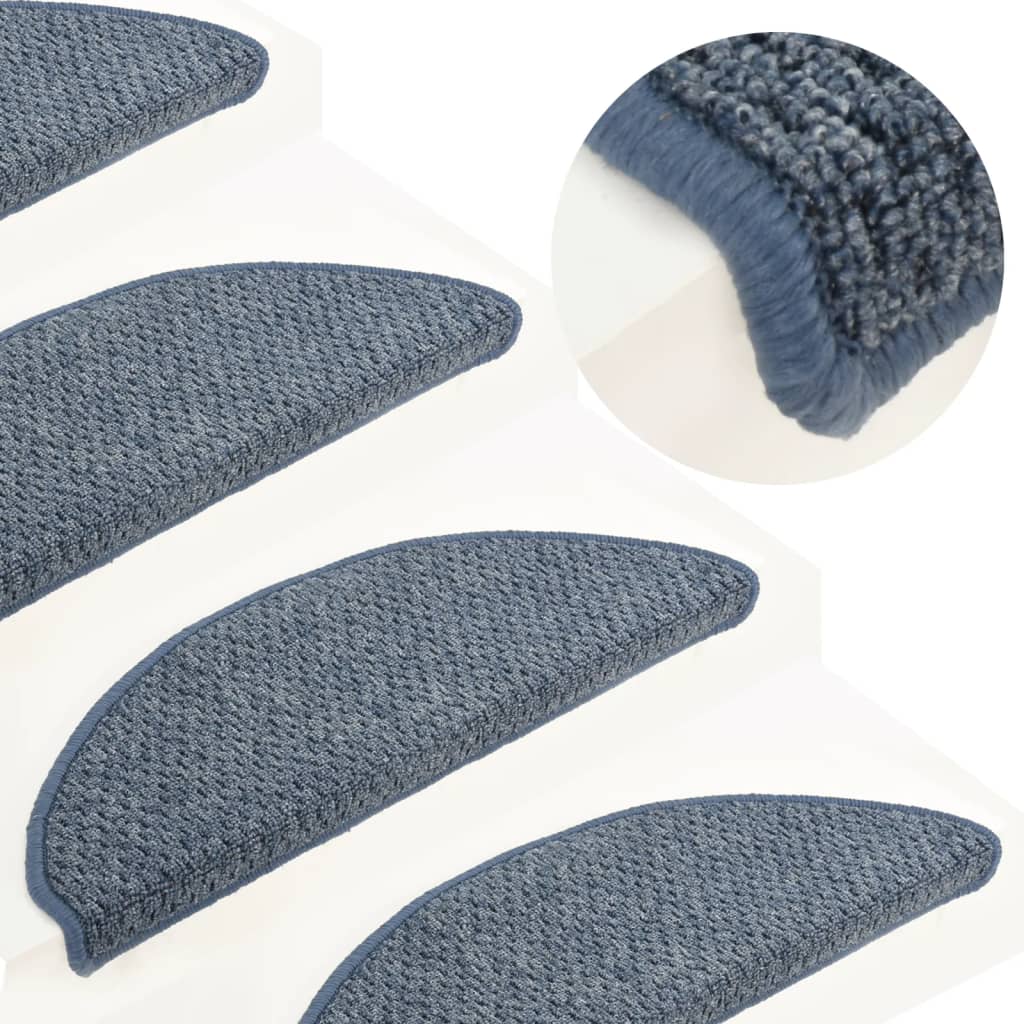 Berkfield Carpet Stair Treads 15 pcs Blue 65x21x4 cm