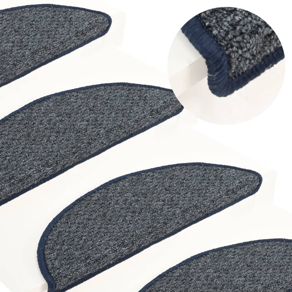 Berkfield Carpet Stair Treads 15 pcs Dark Blue 65x21x4 cm