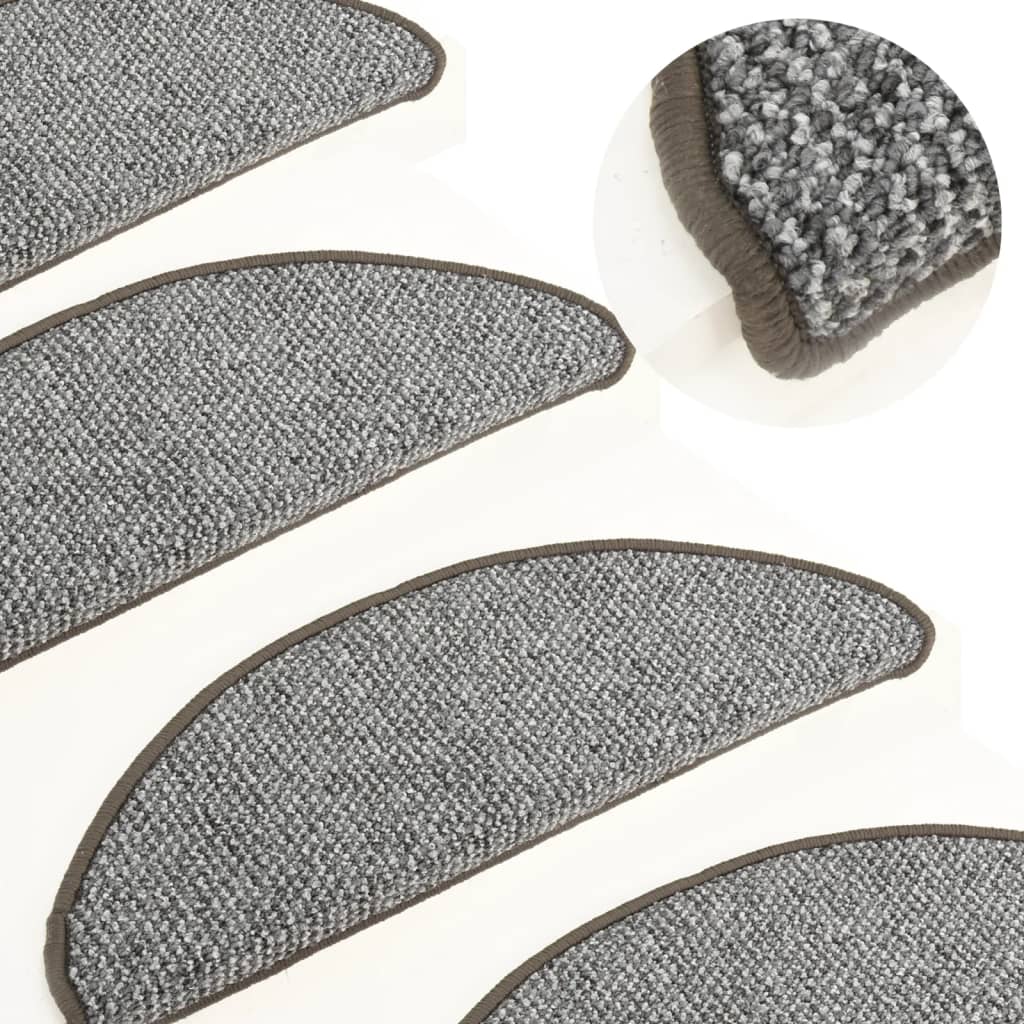 Berkfield Carpet Stair Treads 15 pcs Grey 56x17x3 cm