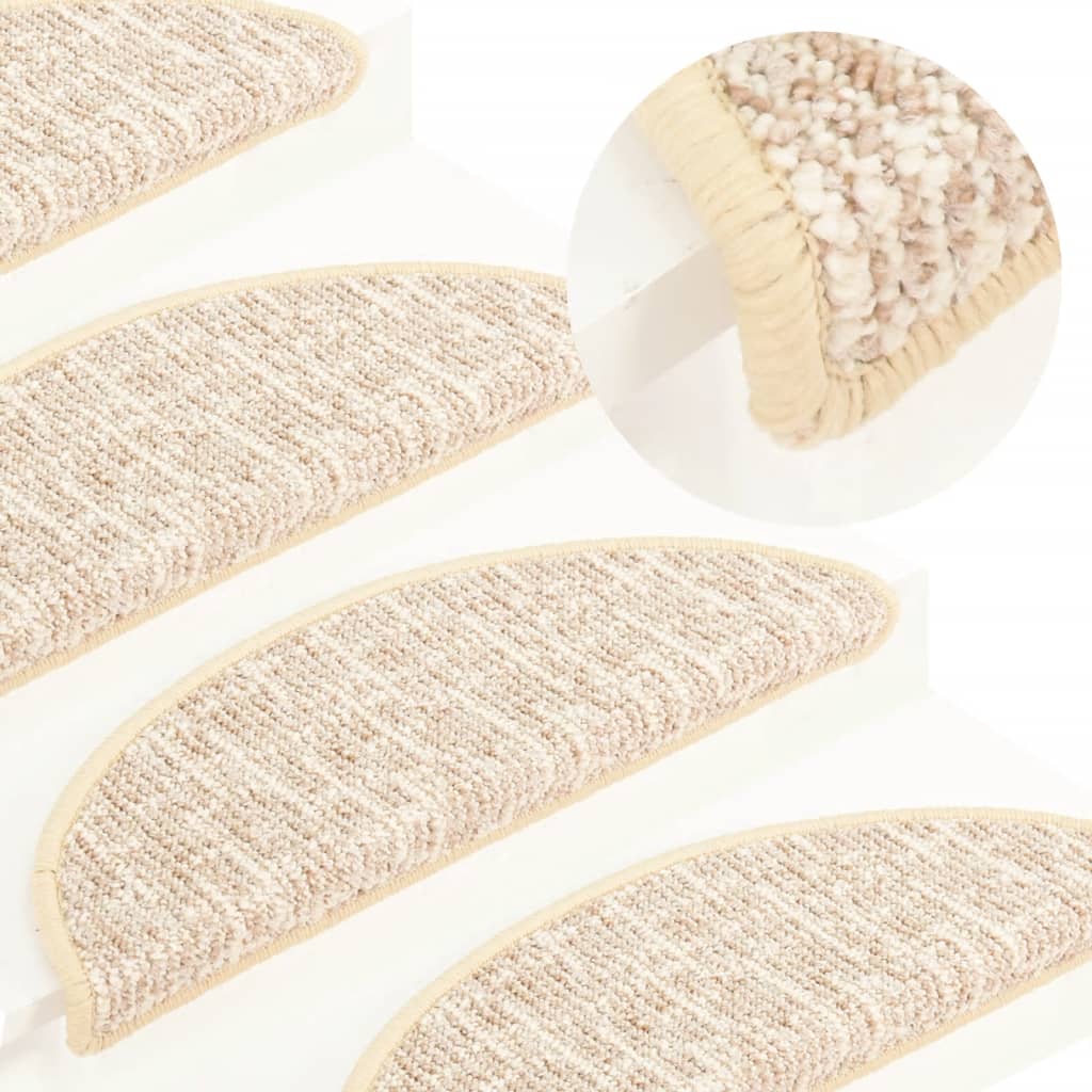 Berkfield Carpet Stair Treads 15 pcs Cream 56x17x3 cm