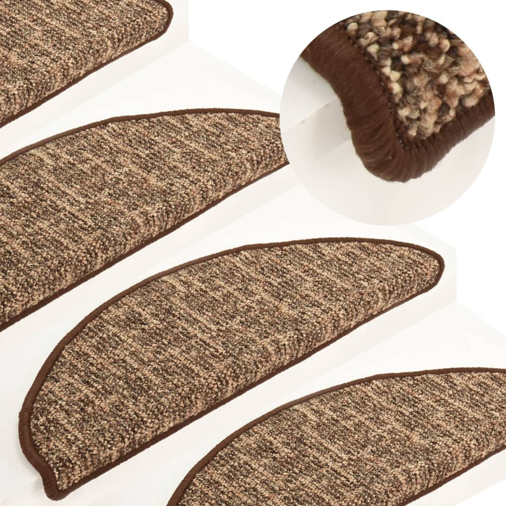 Berkfield Carpet Stair Treads 15 pcs Brown 56x17x3 cm