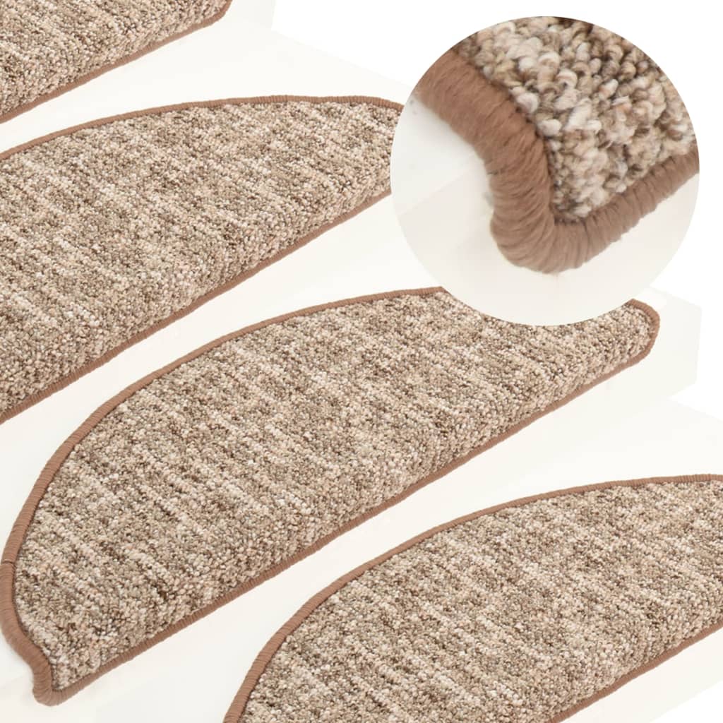 Berkfield Carpet Stair Treads 15 pcs Light Brown 65x21x4 cm