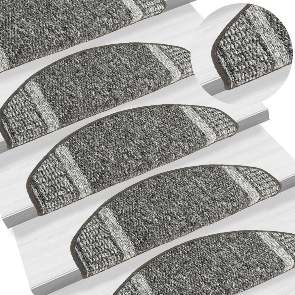 Berkfield Carpet Stair Treads Self-adhesive 15 pcs Grey 65x21x4 cm