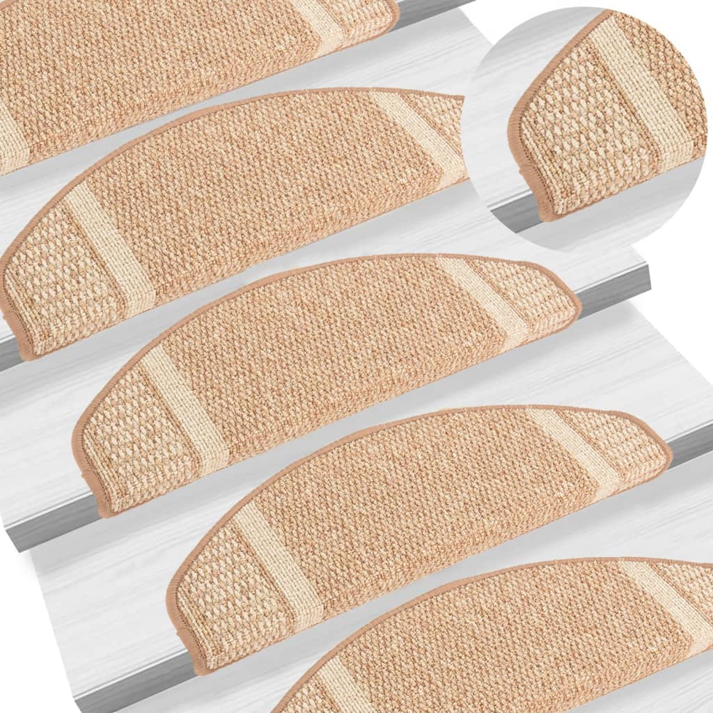 Berkfield Carpet Stair Treads Self-adhesive 15 pcs Light Brown 65x21x4 cm