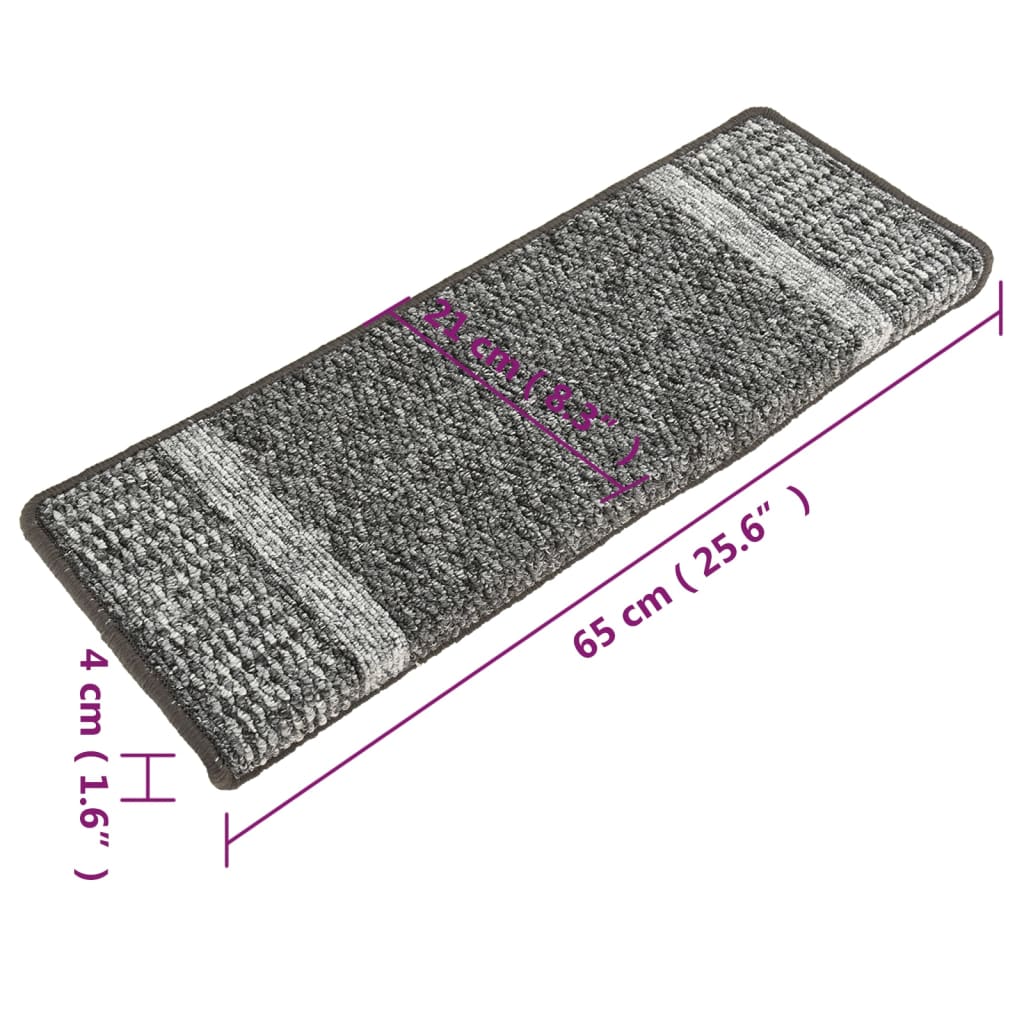 Berkfield Carpet Stair Treads Self-adhesive 15 pcs Grey 65x21x4 cm