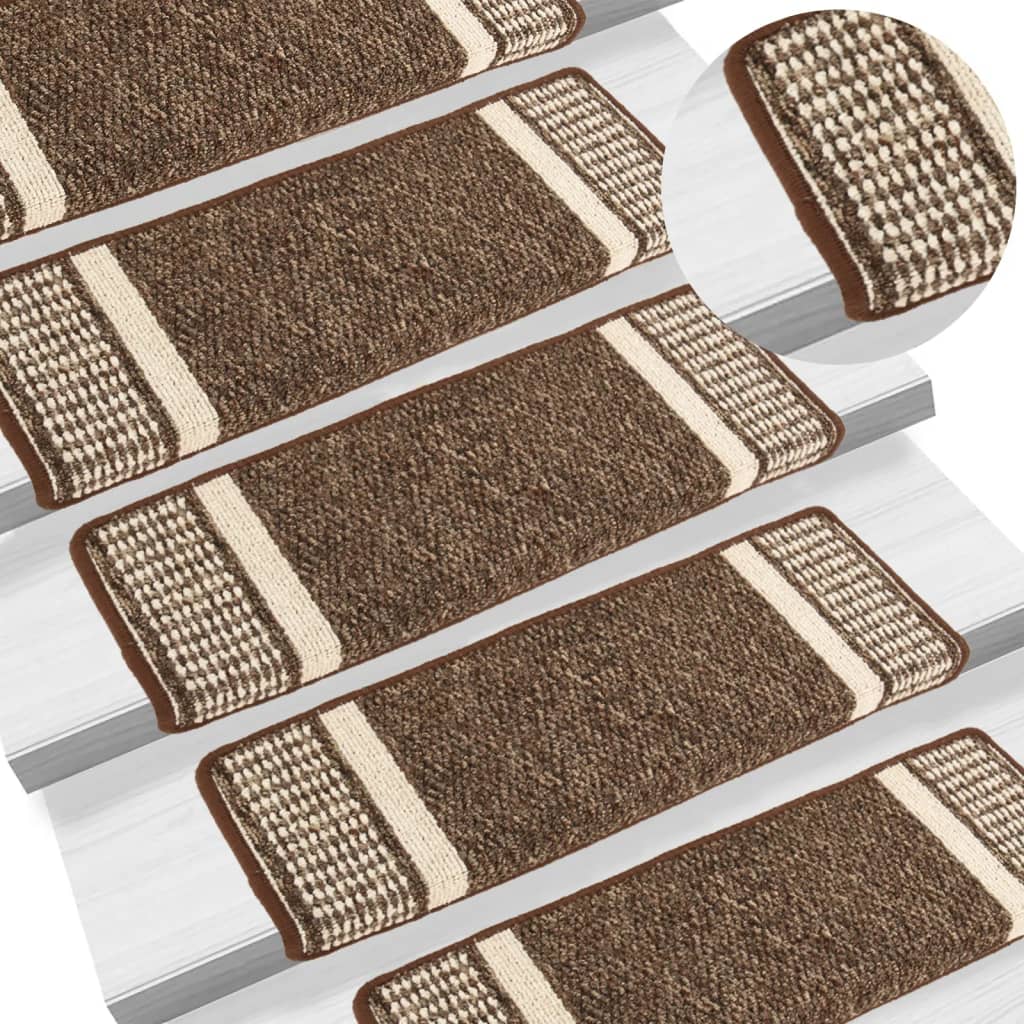 Berkfield Carpet Stair Treads Self-adhesive 15 pcs Dark Brown 65x21x4 cm