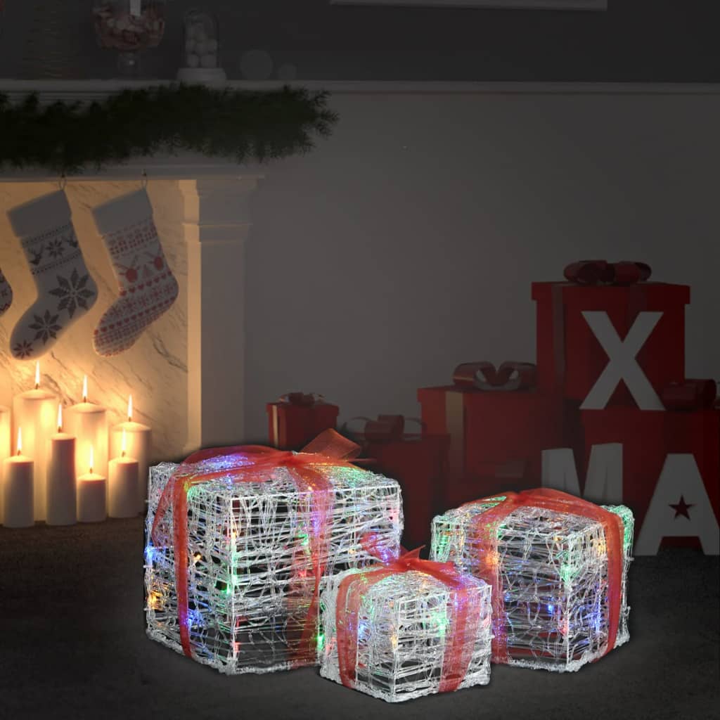 Berkfield Decorative Acrylic Christmas Gift Boxes 3 pcs Colourful