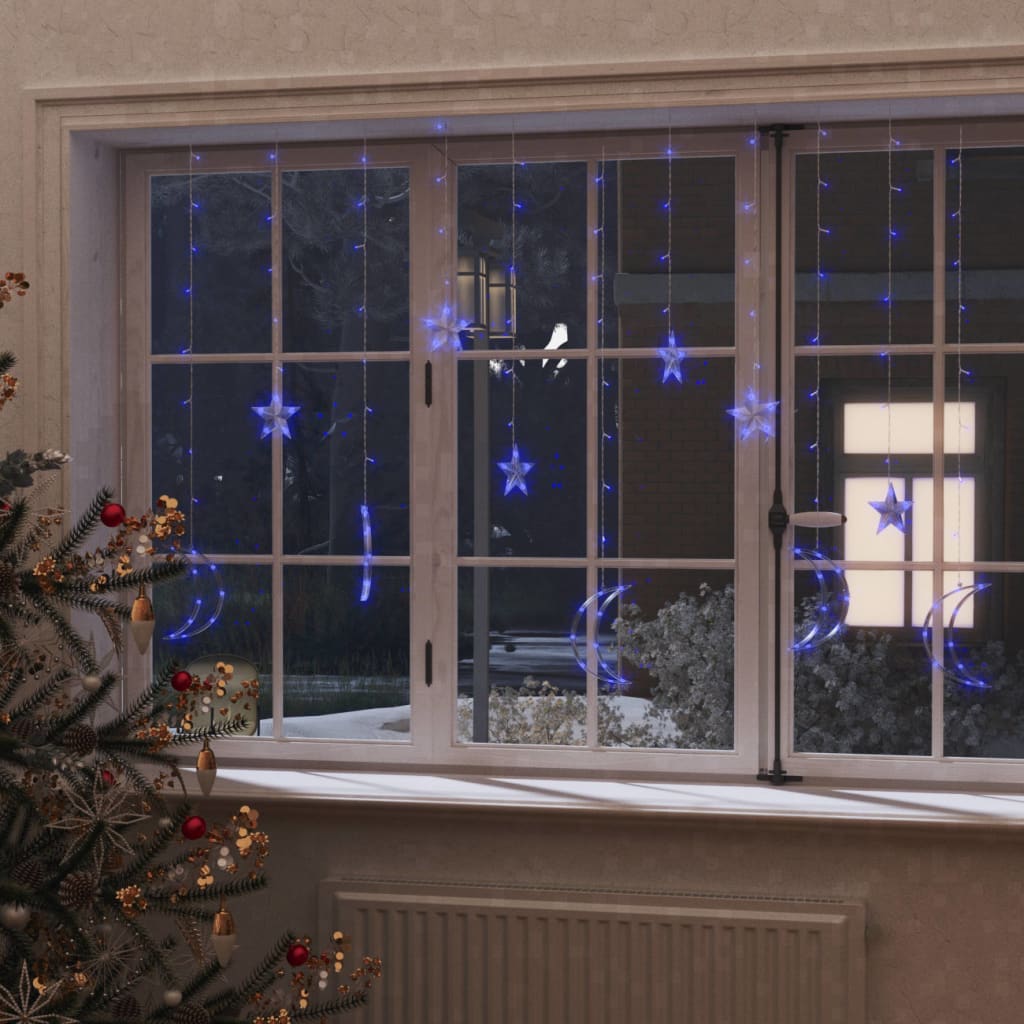 Berkfield Star and Moon Fairy Lights Remote Control 138 LED Blue