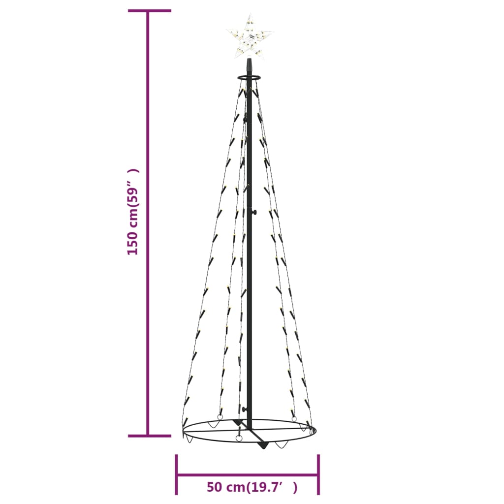 Berkfield Christmas Cone Tree Warm White 84 LEDs Decoration 50x150 cm