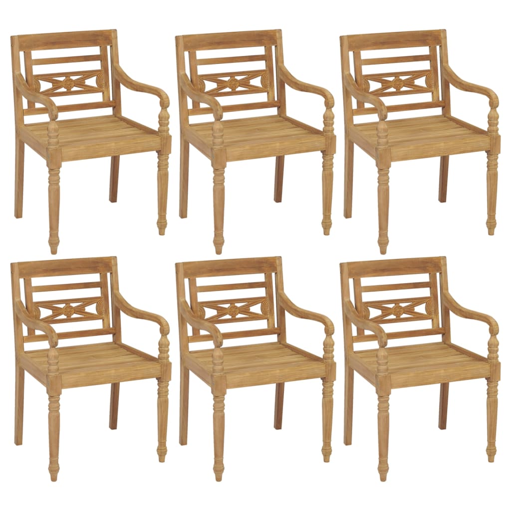 Berkfield Batavia Chairs 6 pcs Solid Teak Wood