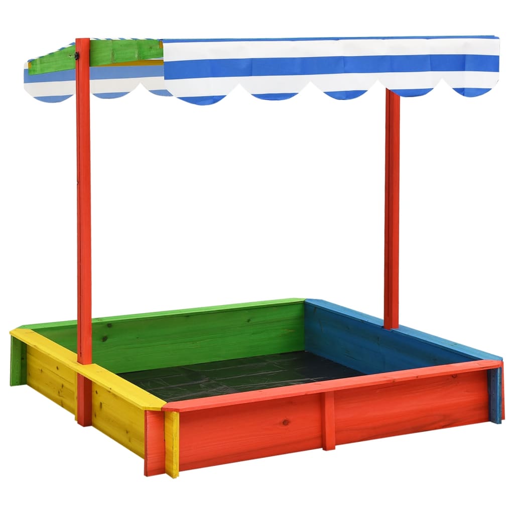 Berkfield Sandbox with Adjustable Roof Fir Wood Multicolour UV50