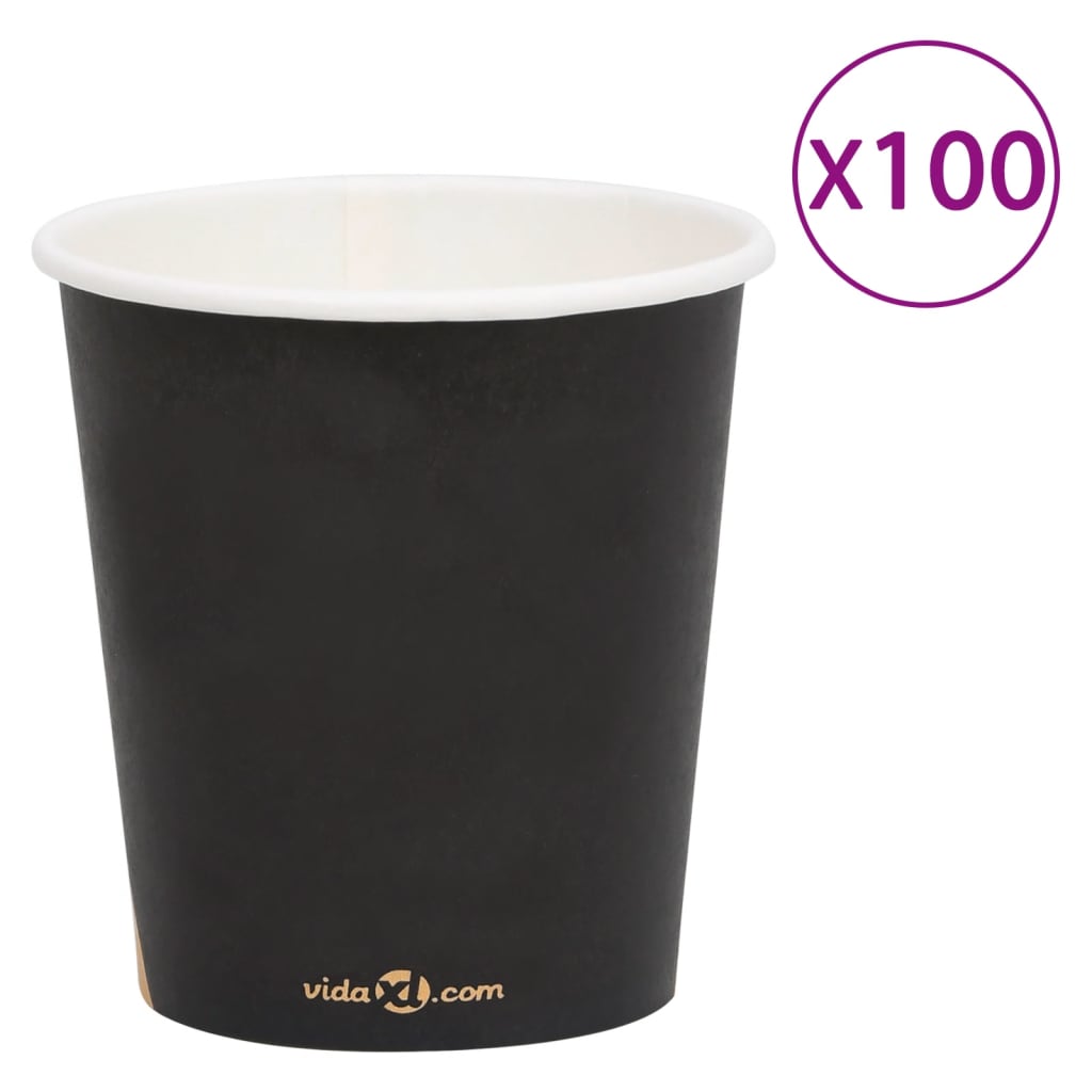 Berkfield Coffee Paper Cups 200 ml 100 pcs Black