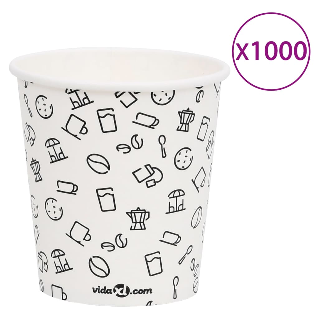 Berkfield Coffee Paper Cups 200 ml 1000 pcs White and Black