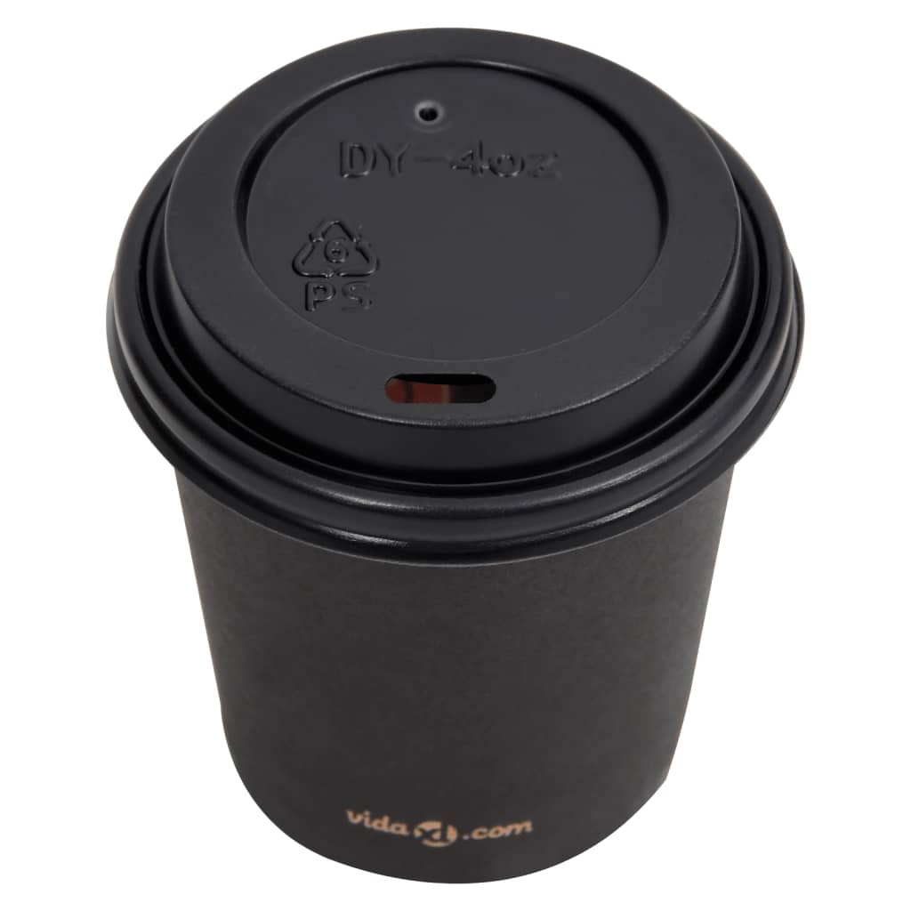 Berkfield Coffee Paper Cups with Lids 120 ml 100 pcs Black