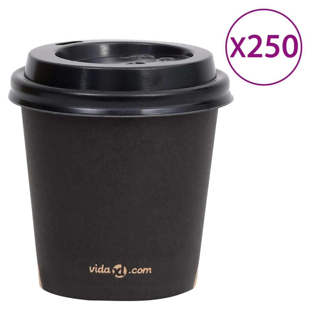 Berkfield Coffee Paper Cups with Lids 120 ml 250 pcs Black