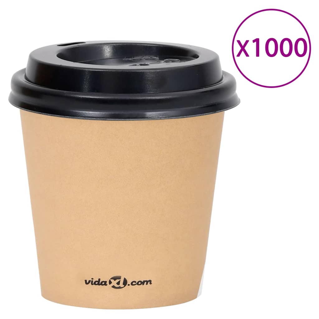 Berkfield Coffee Paper Cups with Lids 120 ml 1000 pcs Brown