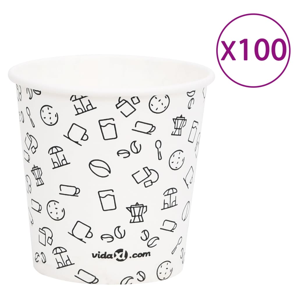 Berkfield Coffee Paper Cups 120 ml 100 pcs White and Black