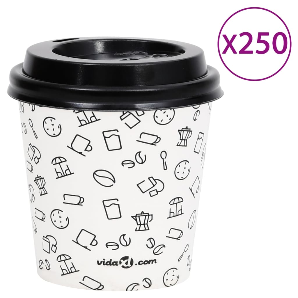 Berkfield Coffee Paper Cups with Lids 120 ml 250 pcs White and Black
