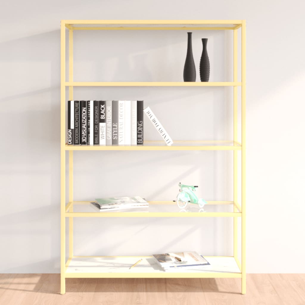 Berkfield Shelf Gold and White Marble Tempered Glass