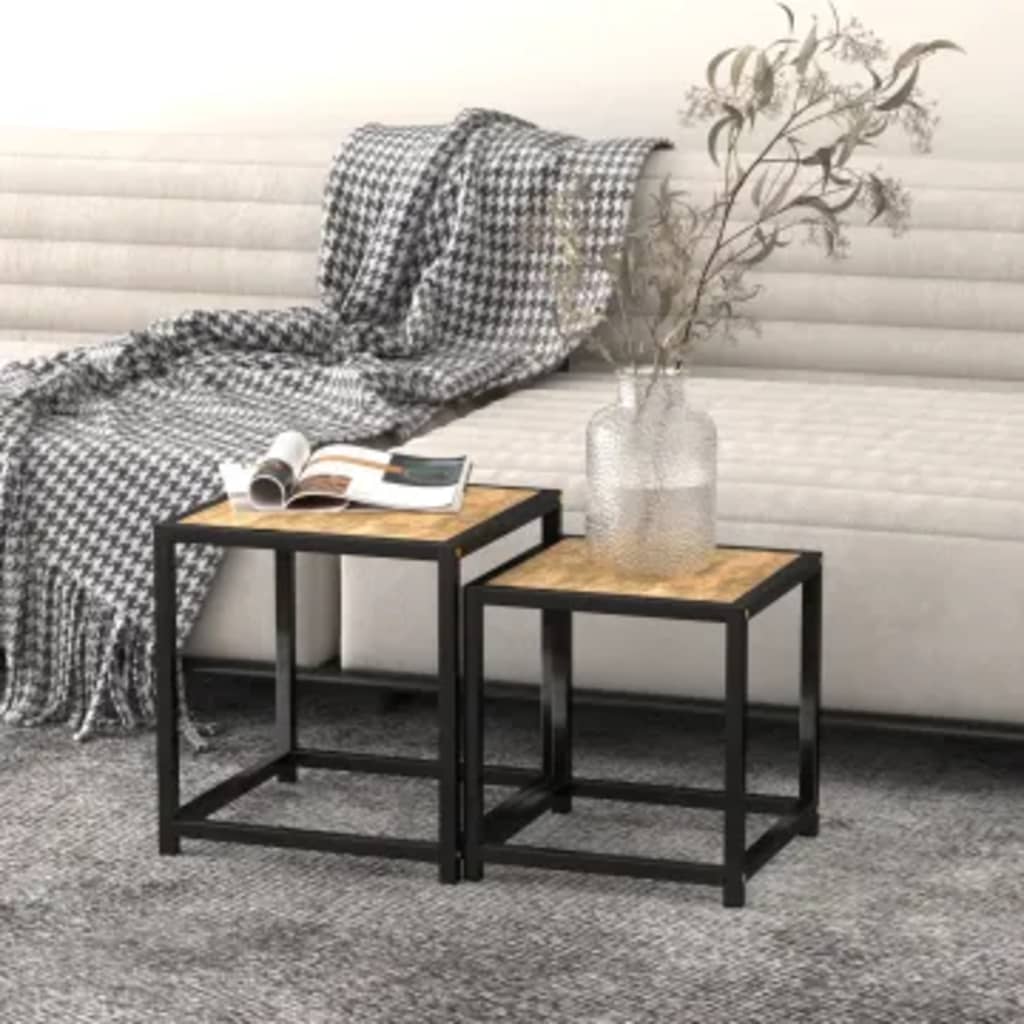 Berkfield Tea Tables 2 pcs MDF Black and Yellow