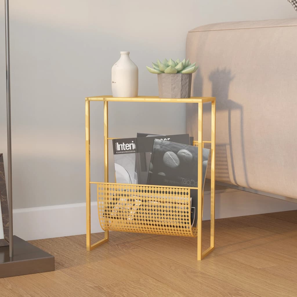 Berkfield Magazine Rack Gold 35x15x45 cm Steel