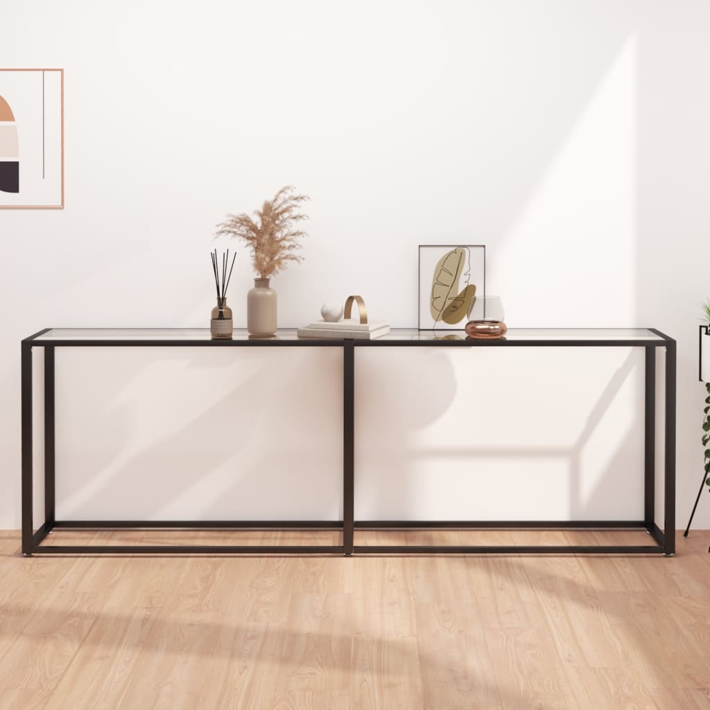 Berkfield Console Table Transparent 220x35x75.5cm Tempered Glass