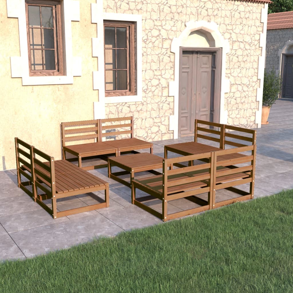 Berkfield 9 Piece Garden Lounge Set Honey Brown Solid Pinewood
