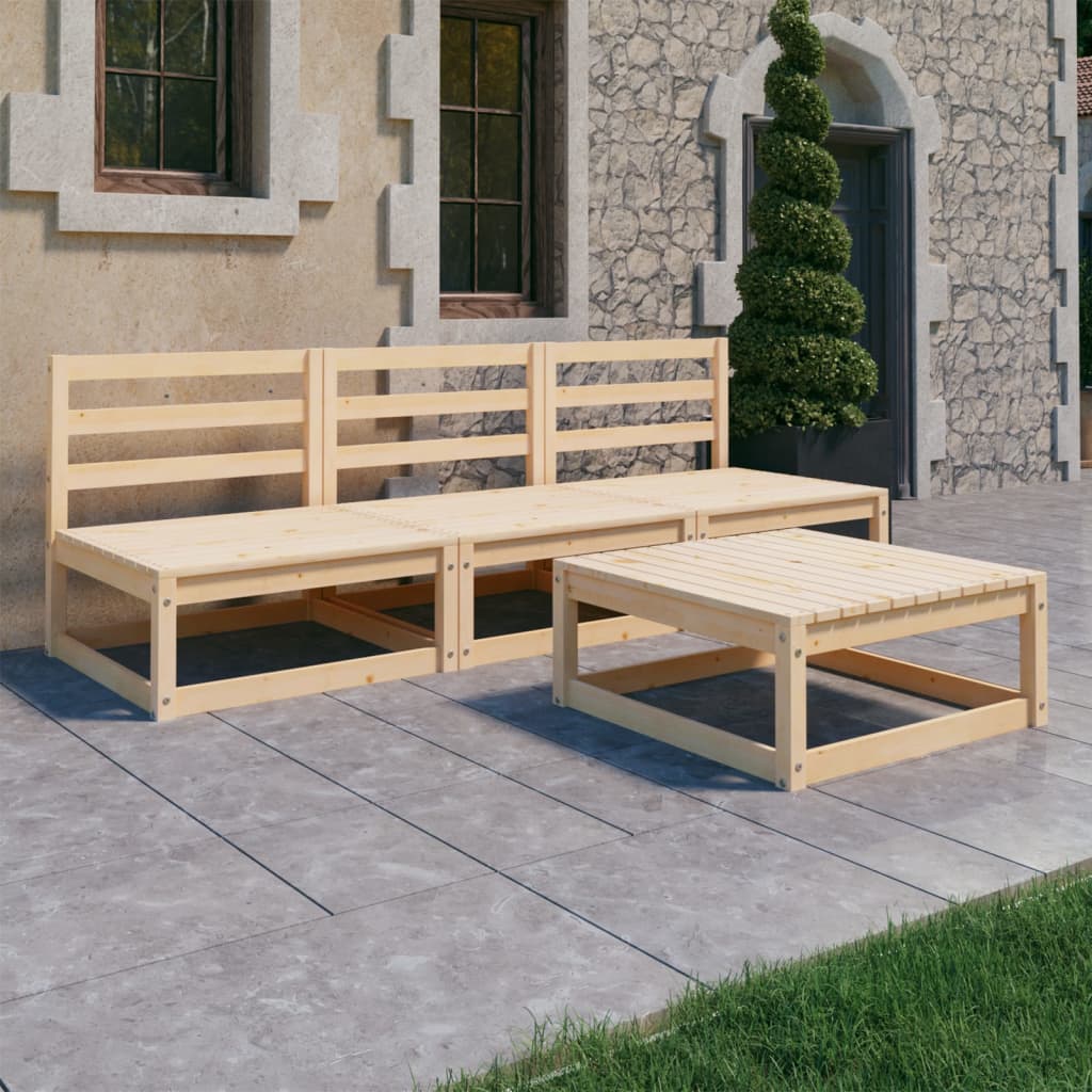 Berkfield 4 Piece Garden Lounge Set Solid Wood Pine