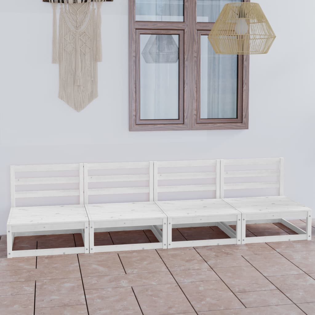 Berkfield Garden 4-Seater Sofa White Solid Pinewood