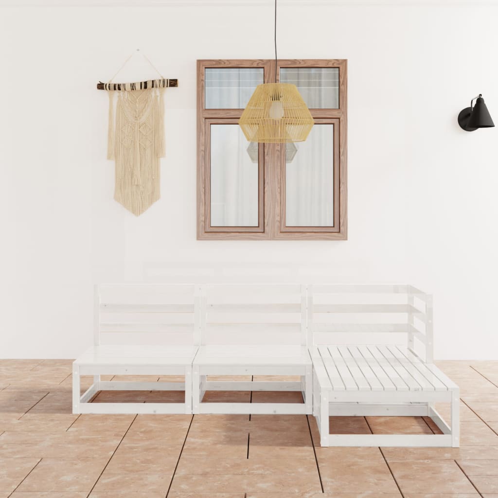 Berkfield 4 Piece Garden Lounge Set White Solid Wood Pine