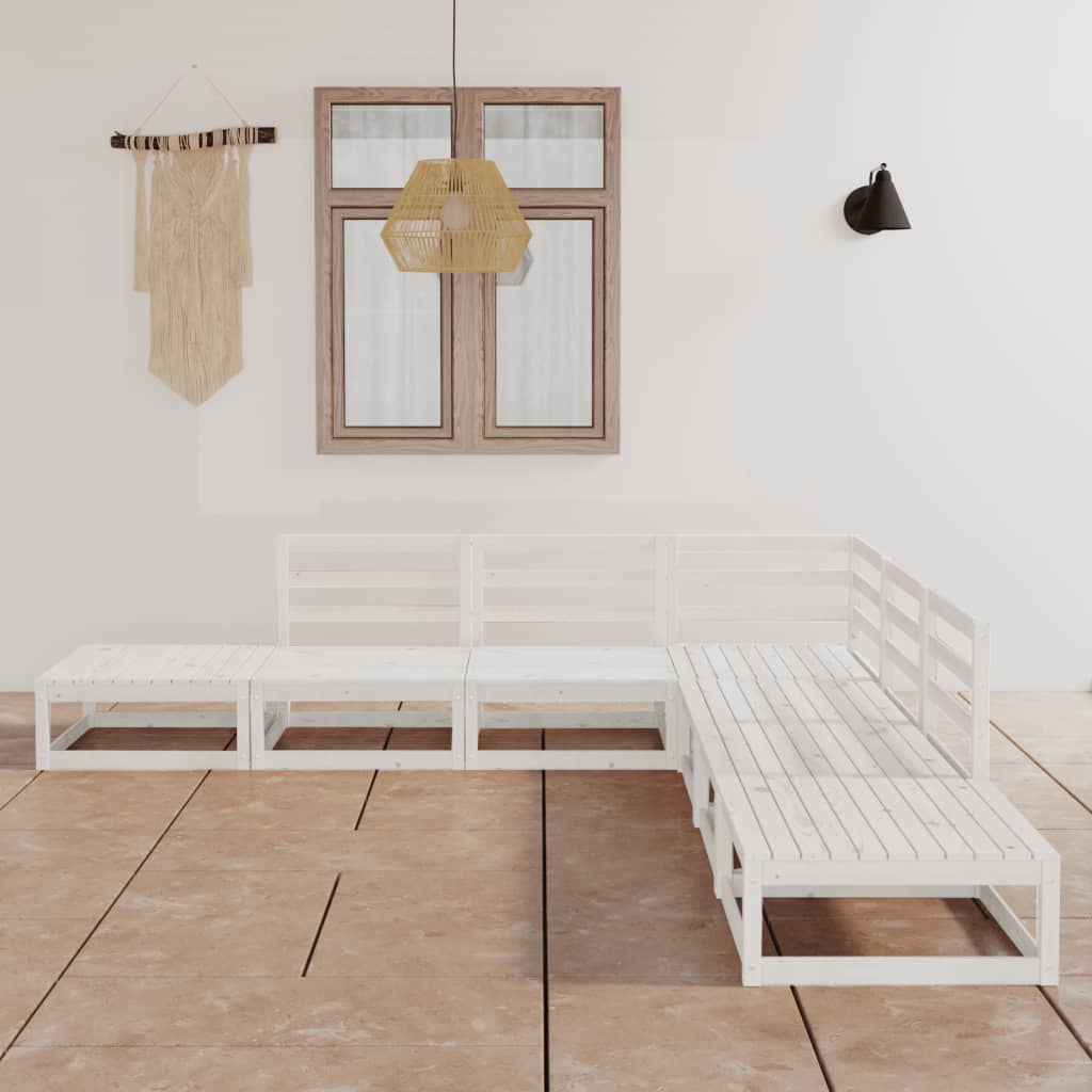 Berkfield 7 Piece Garden Lounge Set White Solid Wood Pine