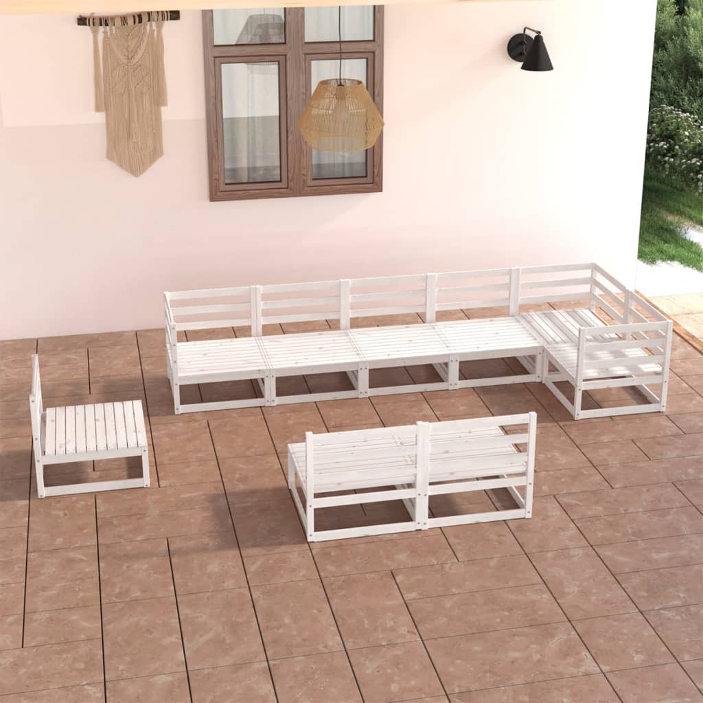 Berkfield 9 Piece Garden Lounge Set White Solid Pinewood