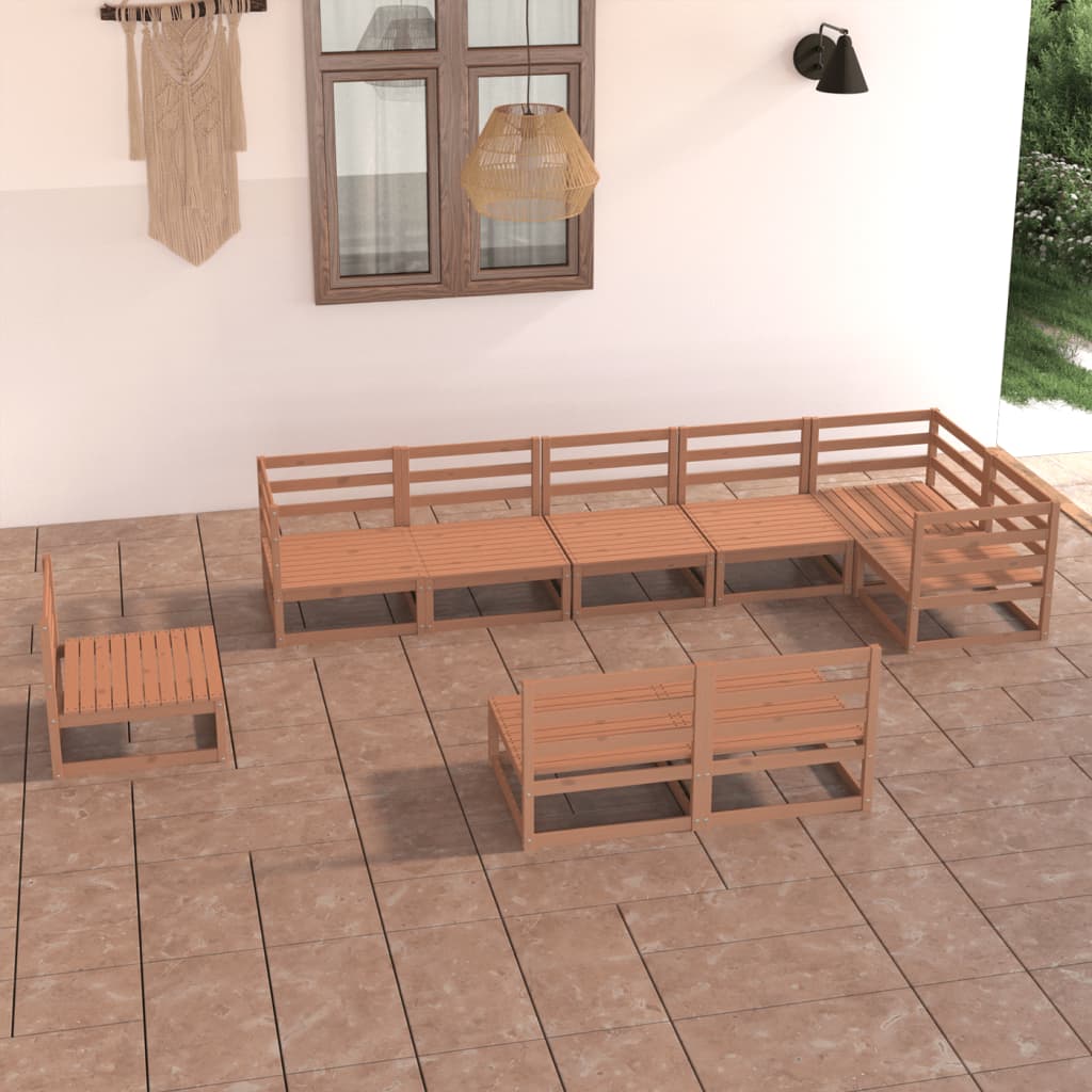 Berkfield 9 Piece Garden Lounge Set Honey Brown Solid Pinewood