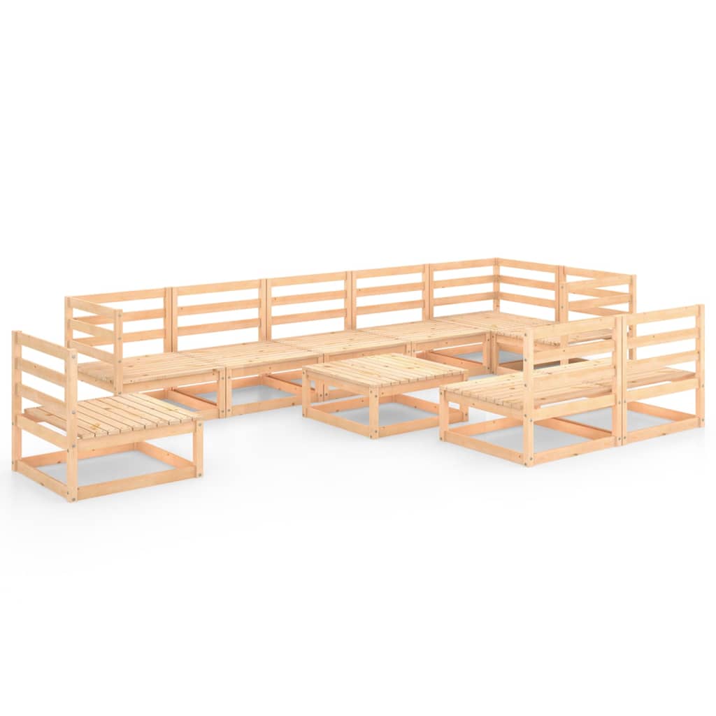 Berkfield 10 Piece Garden Lounge Set Solid Wood Pine