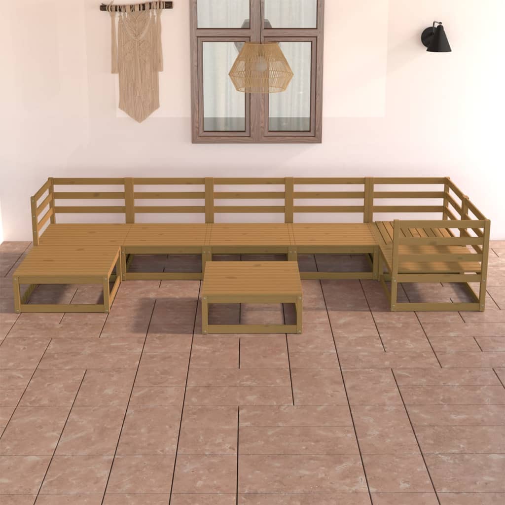 Berkfield 8 Piece Garden Lounge Set Honey Brown Solid Pinewood