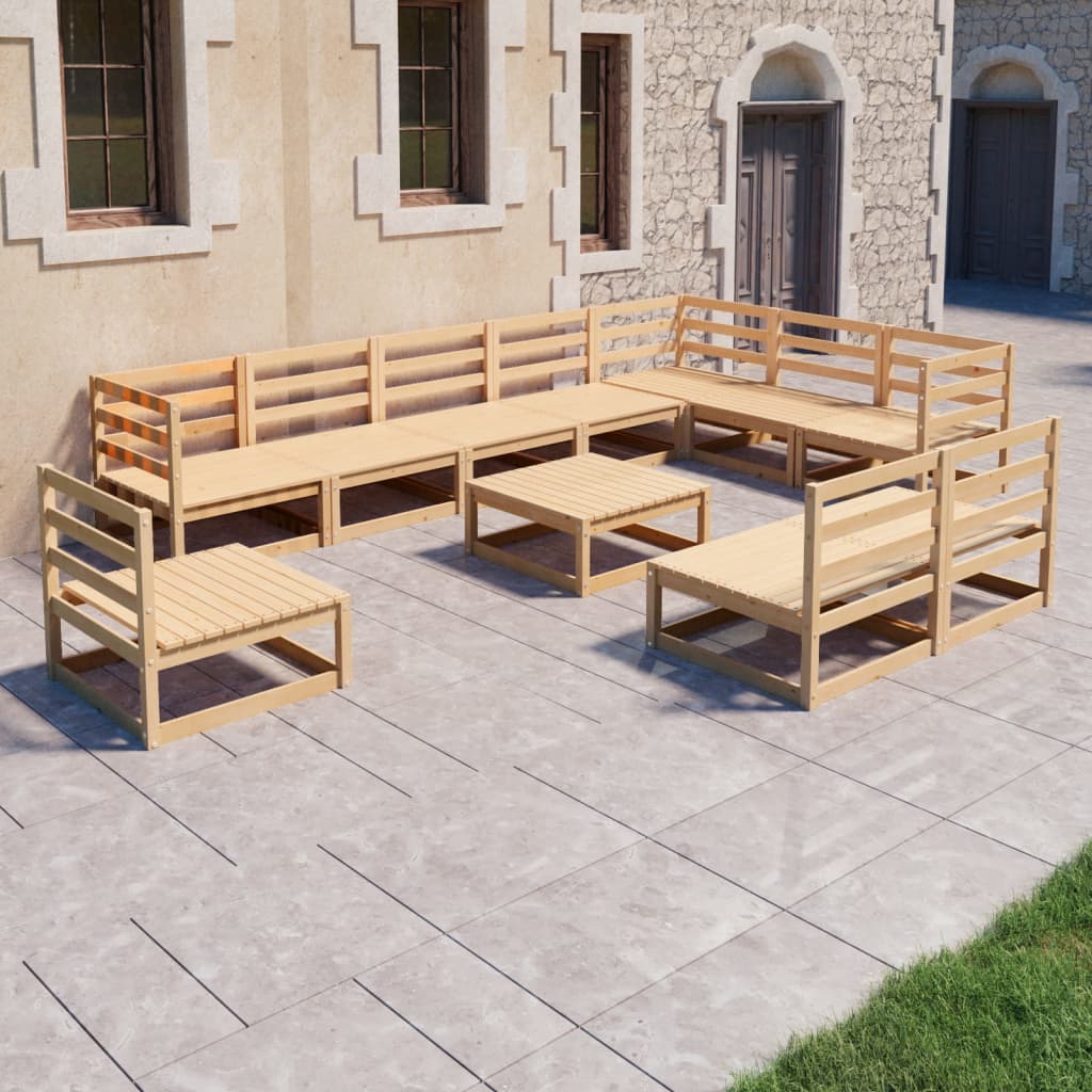 Berkfield 11 Piece Garden Lounge Set Solid Wood Pine