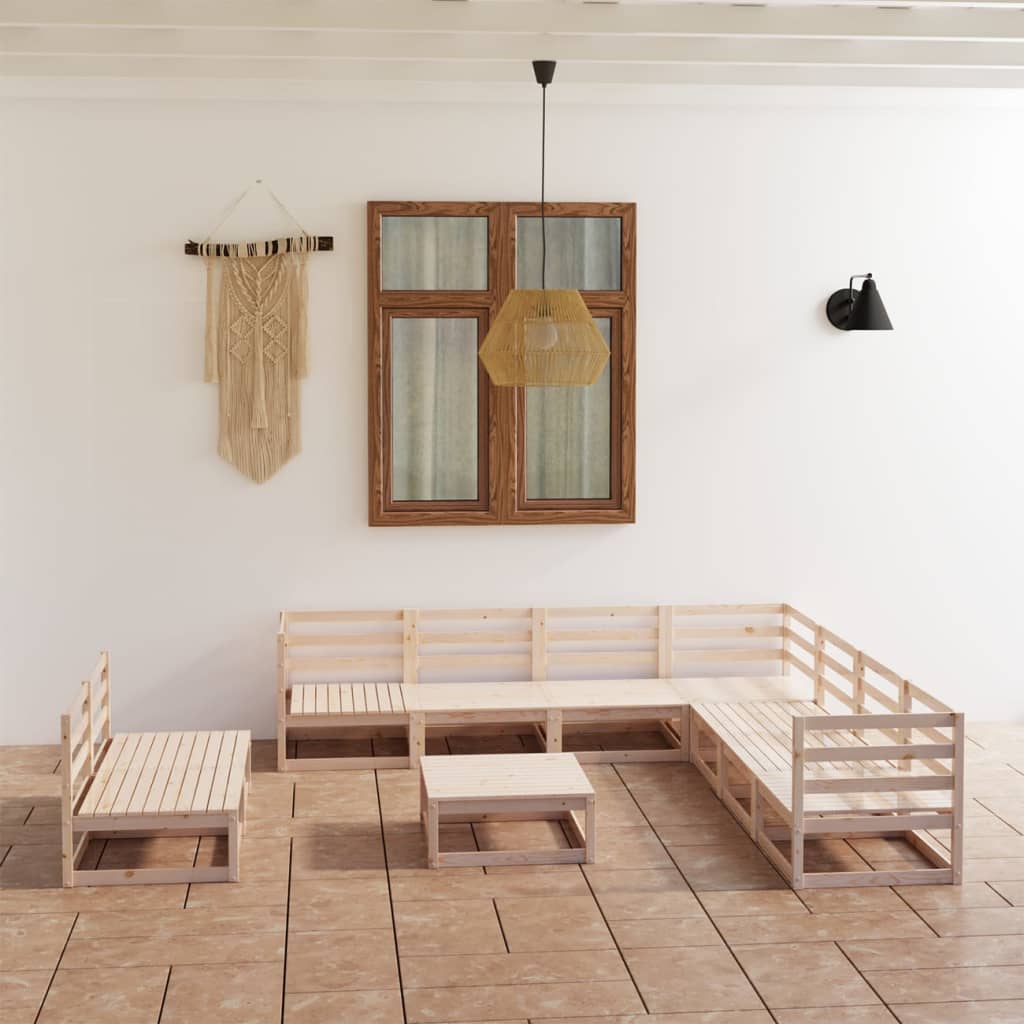 Berkfield 10 Piece Garden Lounge Set Solid Pinewood