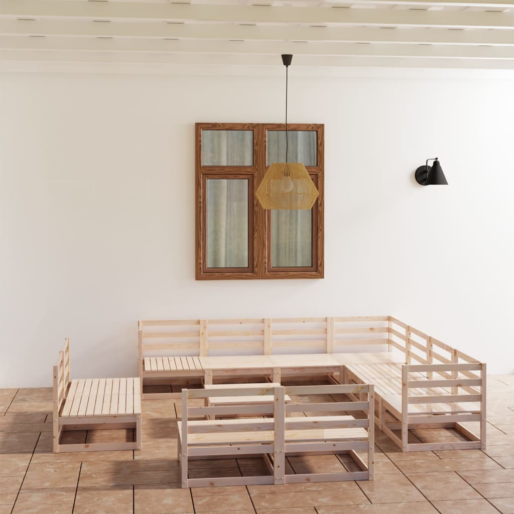 Berkfield 12 Piece Garden Lounge Set Solid Wood Pine