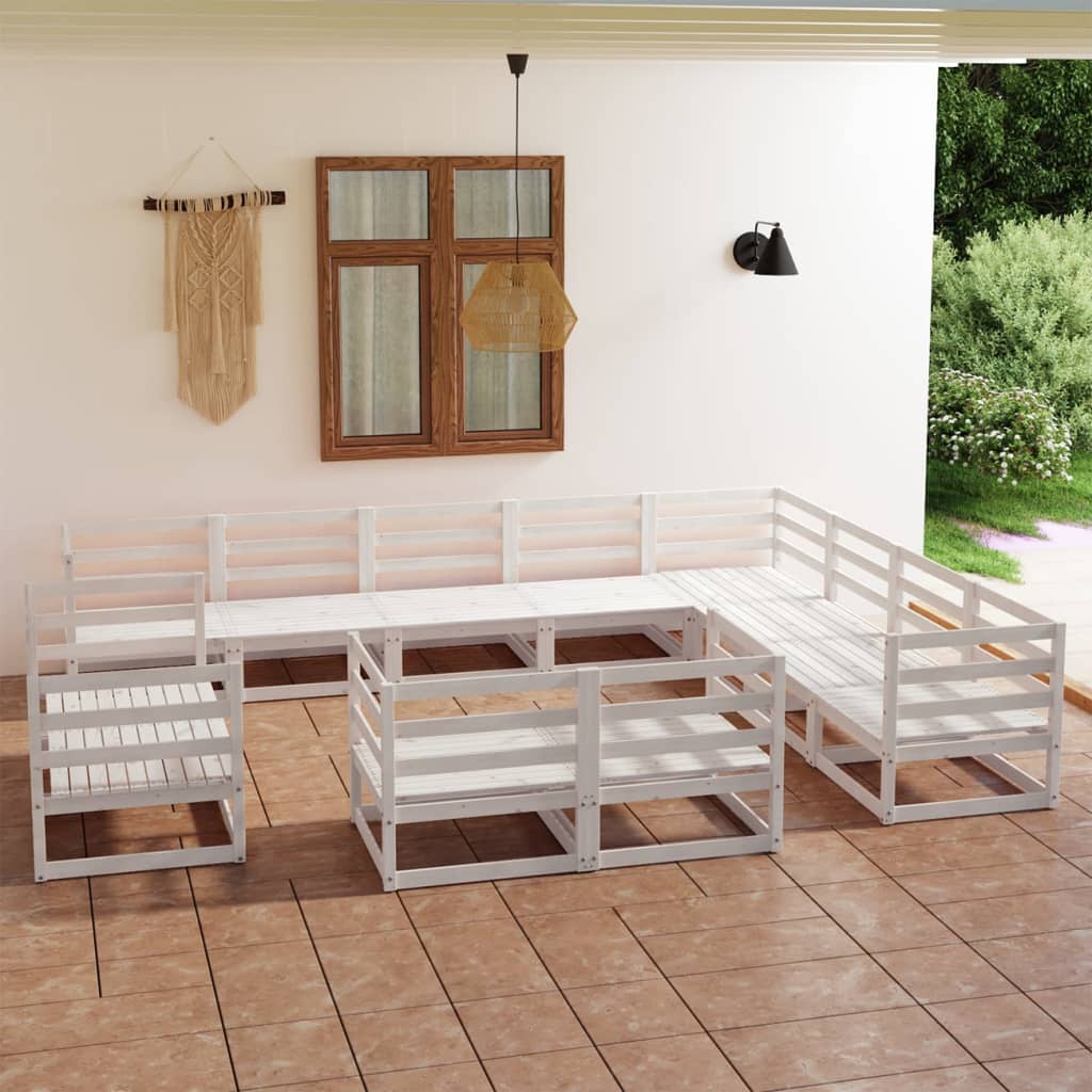 Berkfield 12 Piece Garden Lounge Set White Solid Pinewood
