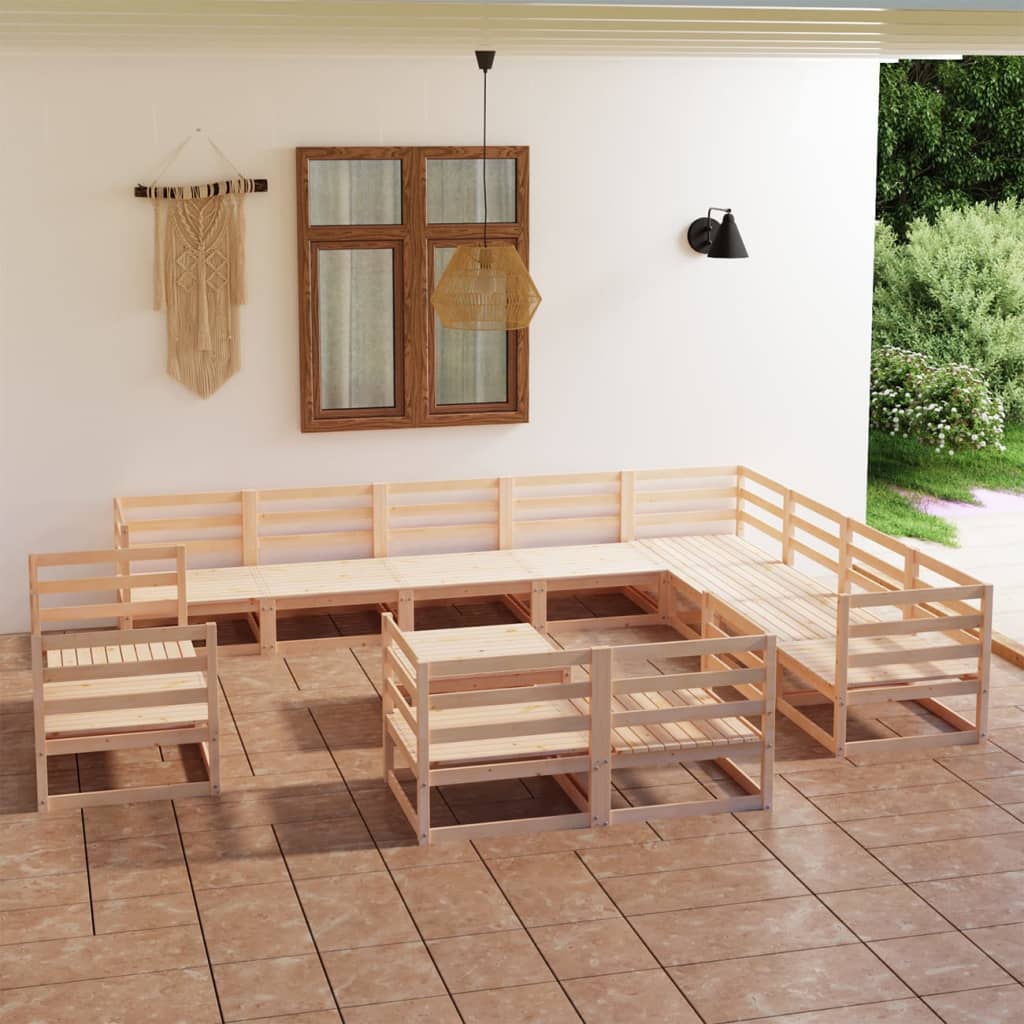 Berkfield 13 Piece Garden Lounge Set Solid Wood Pine