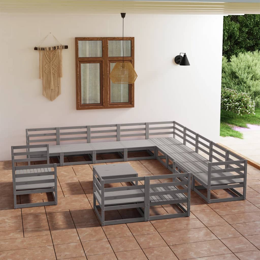 Berkfield 14 Piece Garden Lounge Set Solid Pinewood