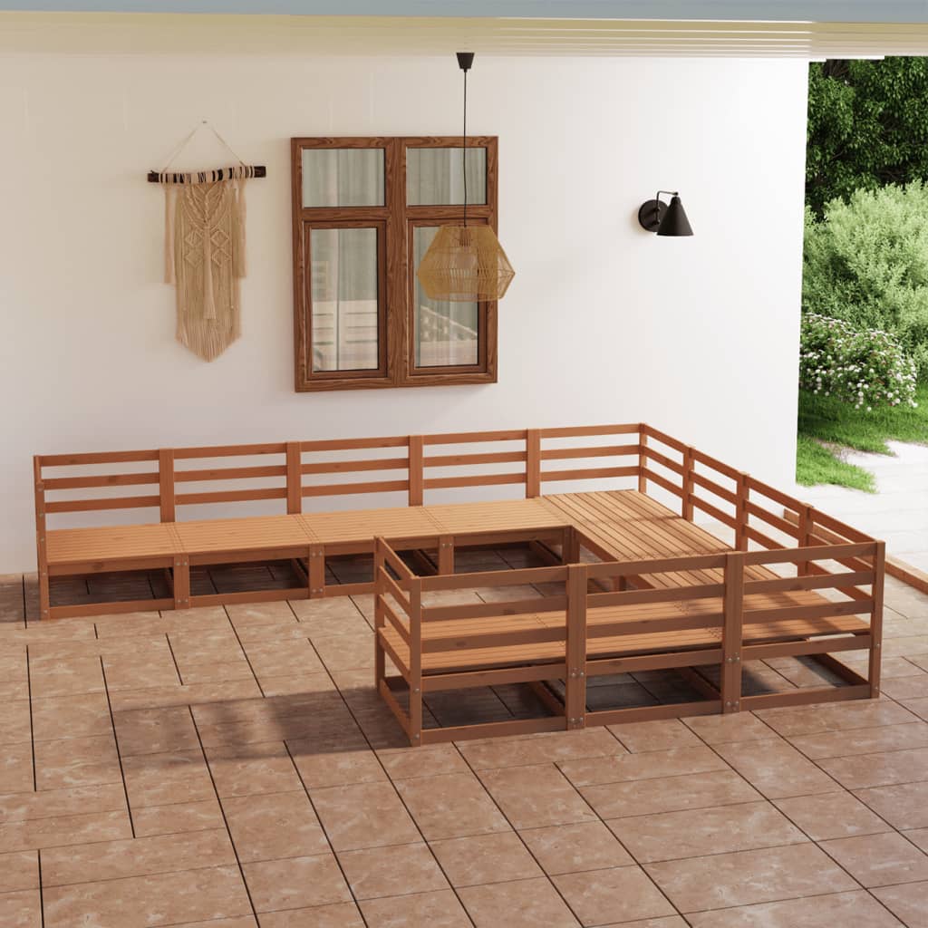 Berkfield 10 Piece Garden Lounge Set Solid Pinewood