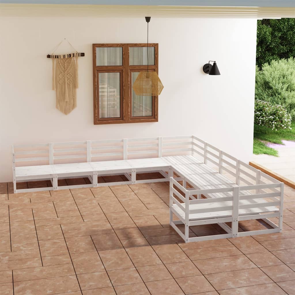 Berkfield 10 Piece Garden Lounge Set Solid Pinewood