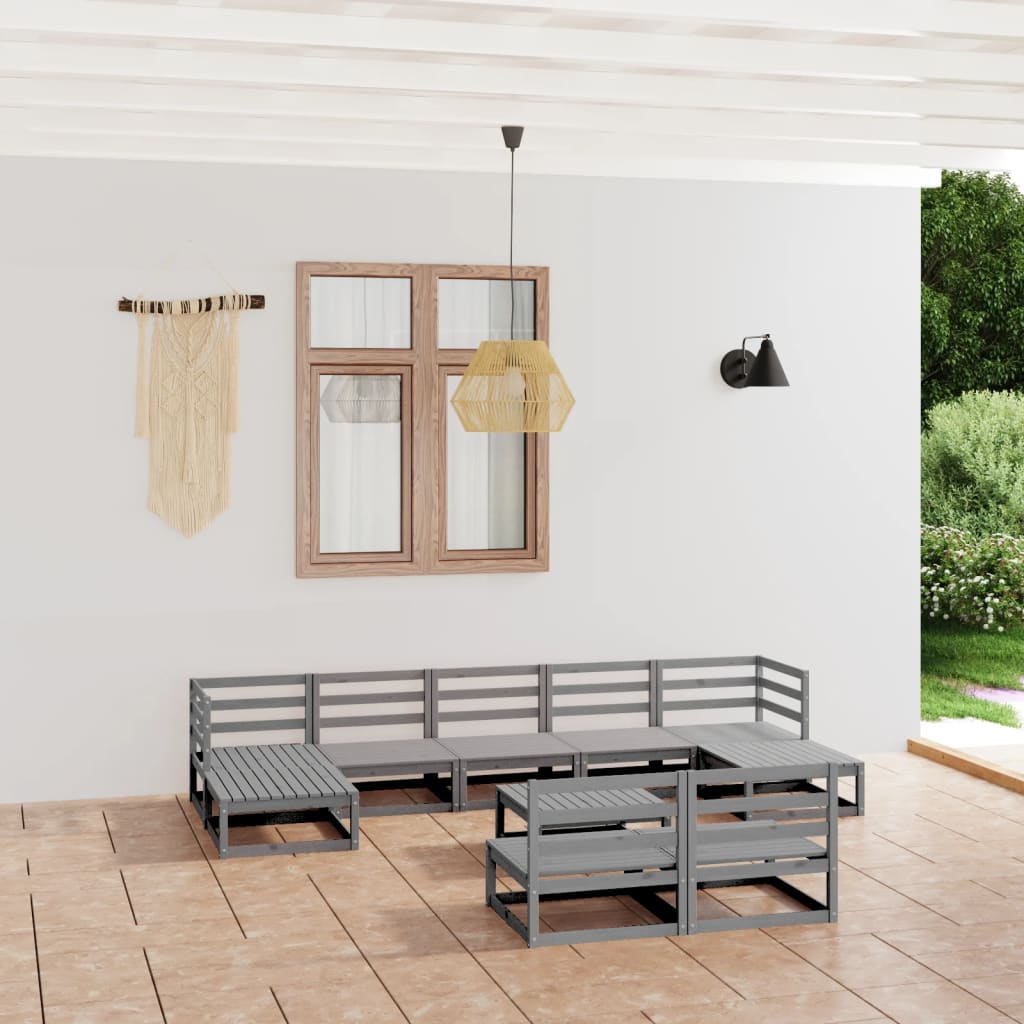 Berkfield 10 Piece Garden Lounge Set Solid Wood Pine