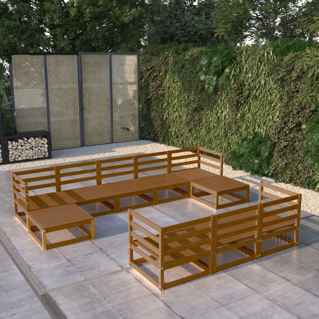 Berkfield 10 Piece Garden Lounge Set Solid Wood Pine