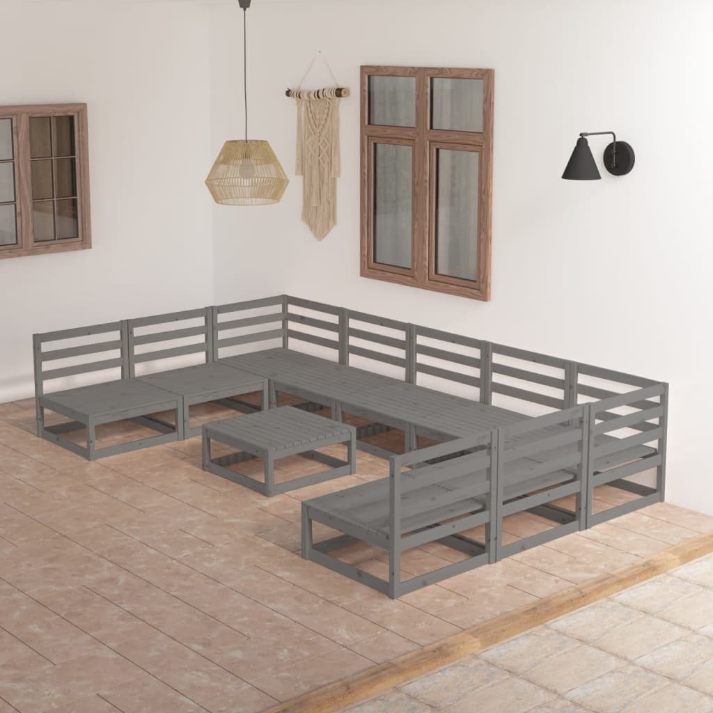 Berkfield 10 Piece Garden Lounge Set Solid Pinewood